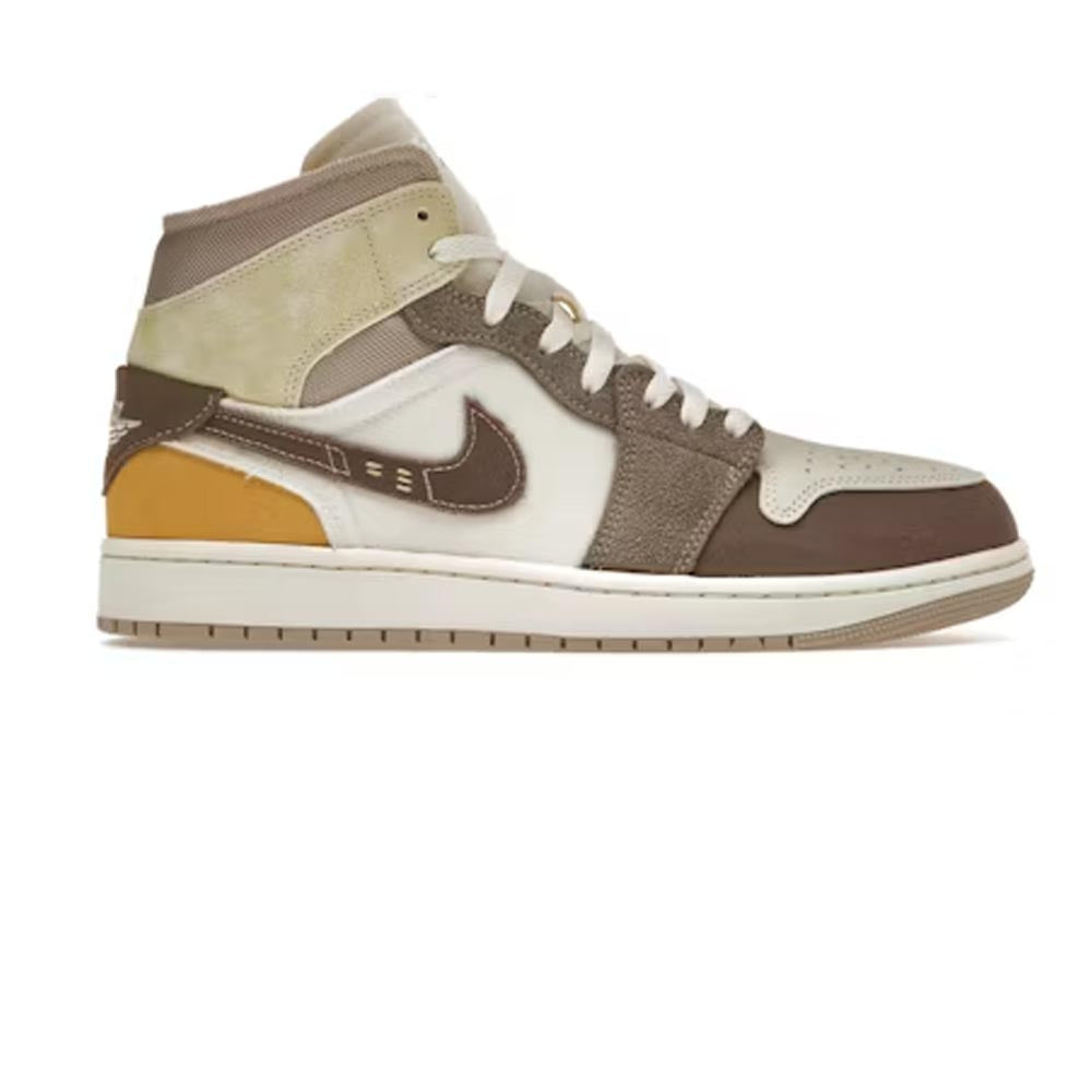 Air Jordan 1 Mid SE Craft In Taupe Brown And Fog Gray