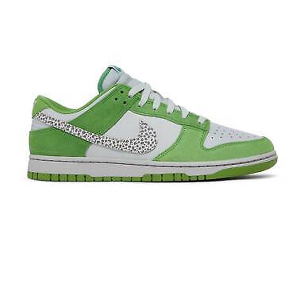 Nike Dunk Low AS In Chlorophyll Green With Swoosh With Safari Print